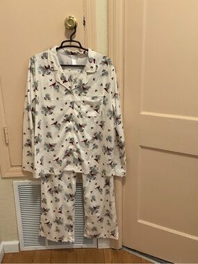 Adonna White Pajama Set with Red Cardinal Print